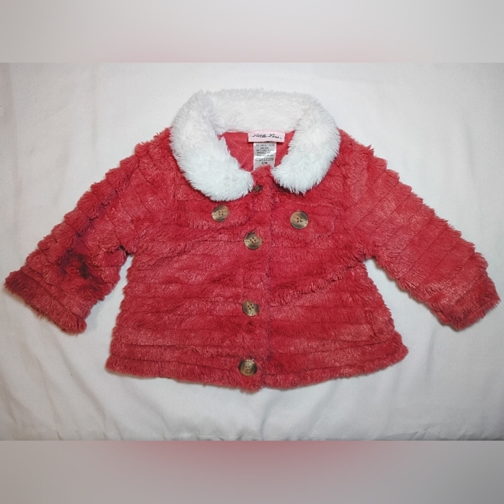 Babygirl Red Jacket with Fluffy White Collar